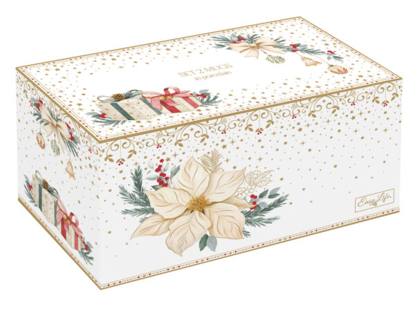 Porcelán bögreszett 275ml, 2db-os, dobozban, White Elegance