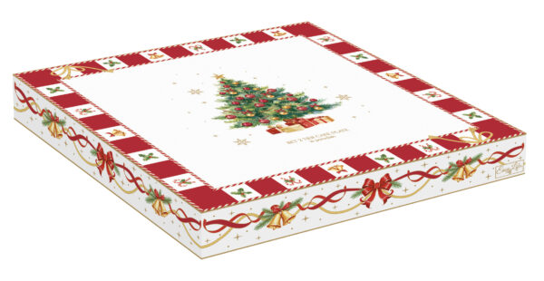 Porcelán süteményes állvány 2 emeletes, 19/27cm, dobozban, Christmas Tale