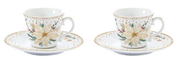 Porcelán eszpresszócsésze+alj 2 személyes, 80ml, dobozban, White Elegance