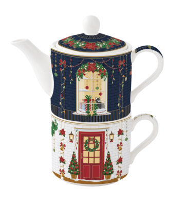 Porcelán egyszemélyes teáskészlet 280ml+280ml, dobozban, Festive Avenue, Atmosphere