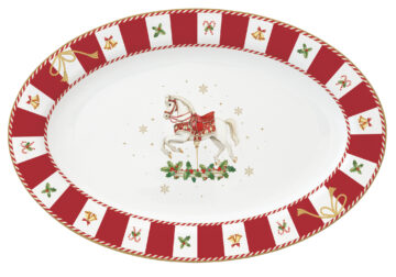 Porcelán ováltálca 35x23,5cm, dobozban, Christmas Tale