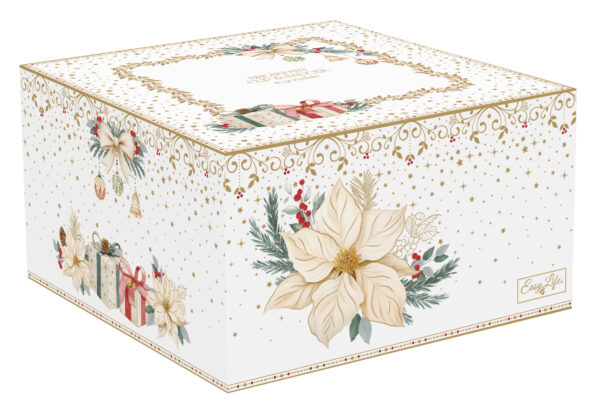 Porcelán reggelizőcsésze+alj 370ml, dobozban, White Elegance