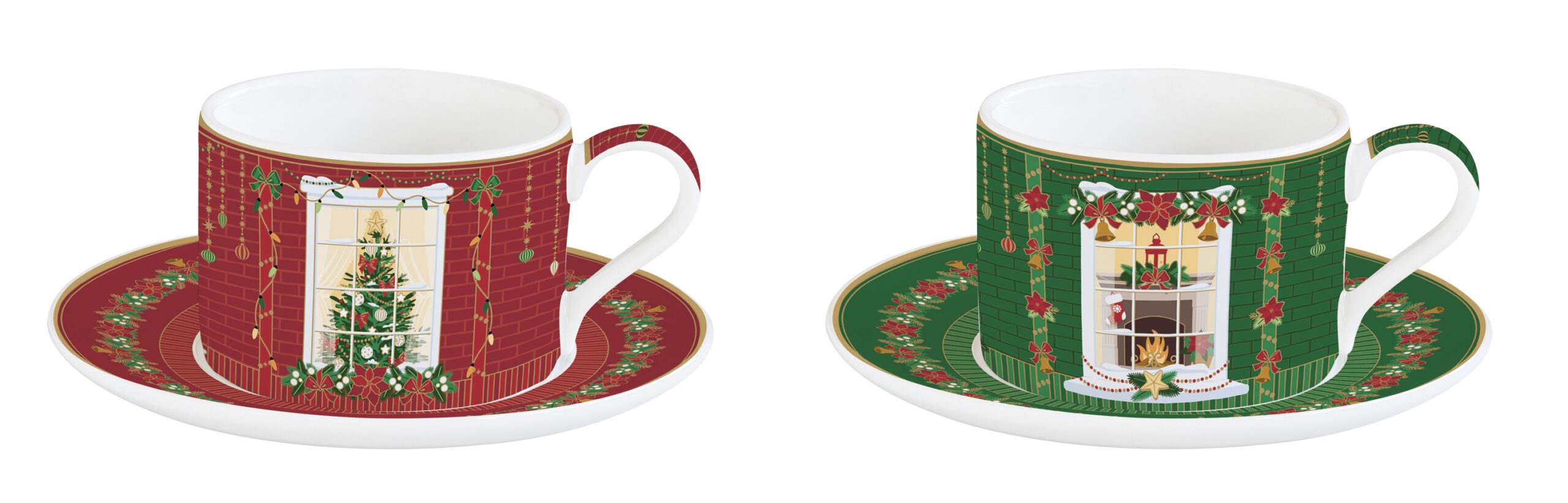 Porceláncsésze+alj 240ml, 2 személyes, dobozban, Coffee Mania, Festive Avenue