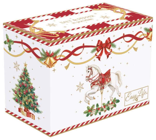 Porcelán só-borsszóró szett, 7cm, dobozban, Christmas Tale