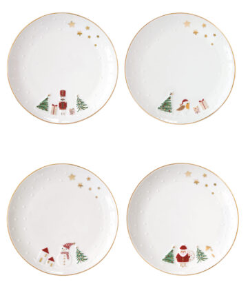 Porcelán desszerttányérszett 2 db-os, 16cm, dobozban, Let it Snow