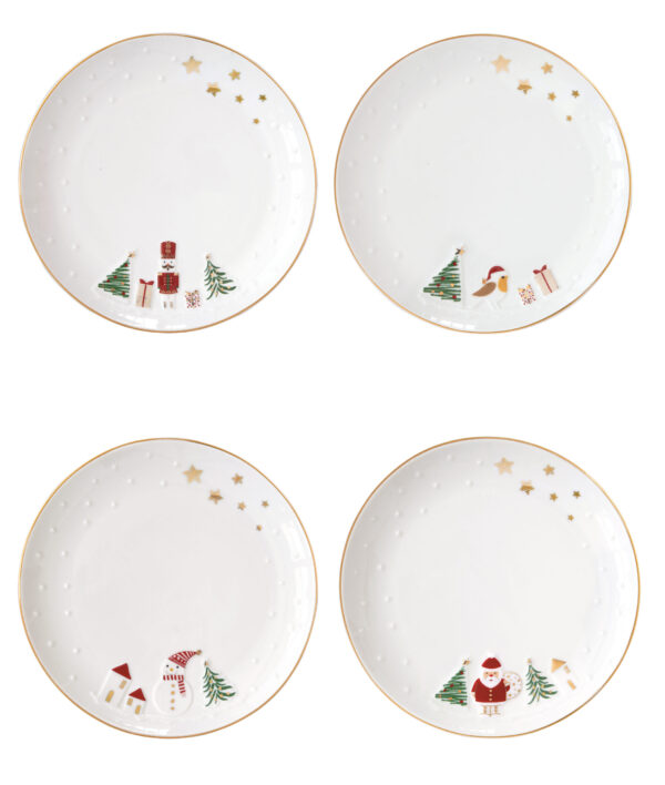 Porcelán desszerttányérszett 2 db-os, 16cm, dobozban, Let it Snow
