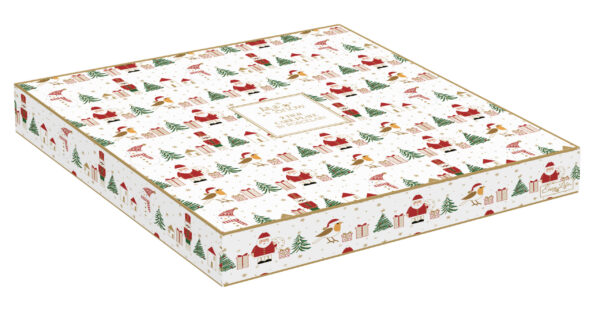 Porcelán süteményes állvány 2 emeletes, 16/21cm, dobozban, Let it Snow