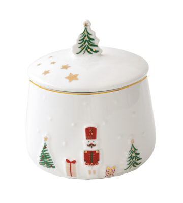 Porcelán cukortartó, 9x11,5cm, dobozban, Let it Snow