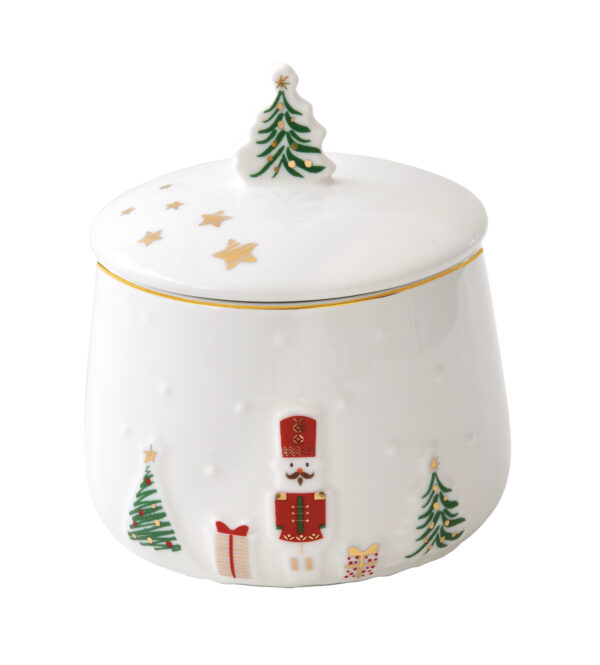 Porcelán cukortartó, 9×11,5cm, dobozban, Let it Snow