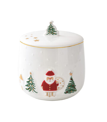 Porcelán keksztároló, 11x15cm, dobozban, Let it Snow