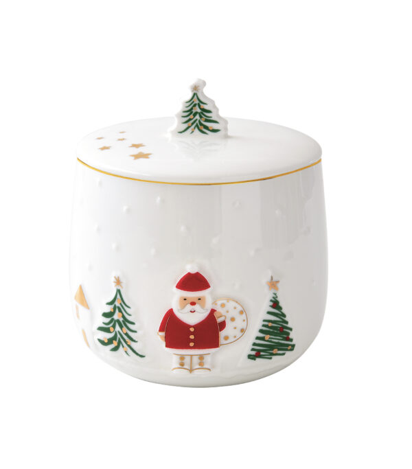 Porcelán keksztároló, 11x15cm, dobozban, Let it Snow