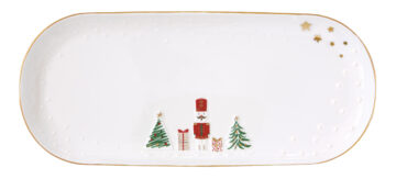 Porcelántálca 34,5x15cm, dobozban, Let it Snow