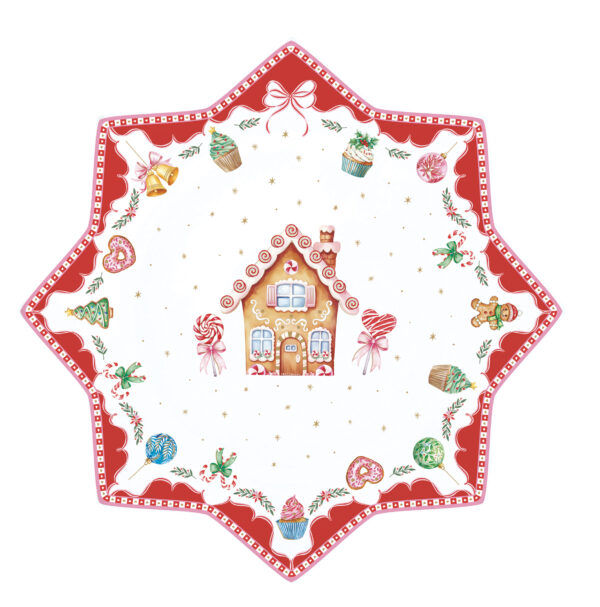 Porcelán tortatál 32cm, dobozban, Sweet Christmas