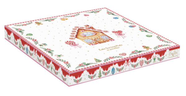 Porcelán tortatál 32cm, dobozban, Sweet Christmas