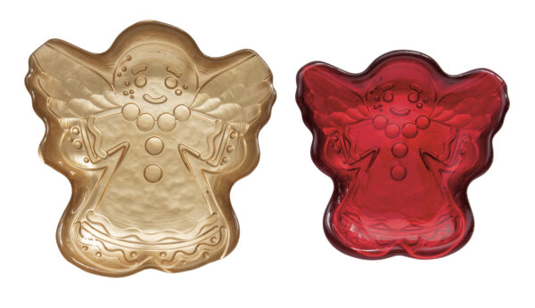 Üvegtálszett 2 db-os, 17×17/14x14cm, angyal forma, dobozban, Sweet Christmas