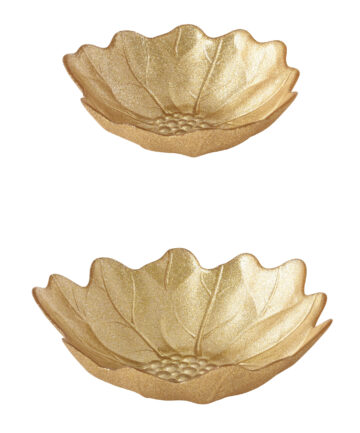 Üvegtálkaszett 2 db-os, 16/21cm, dobozban, arany színű virág, White Elegance