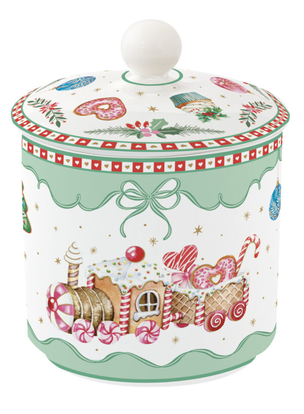 Porcelán keksztároló, 10,5x13cm, dobozban, Sweet Christmas
