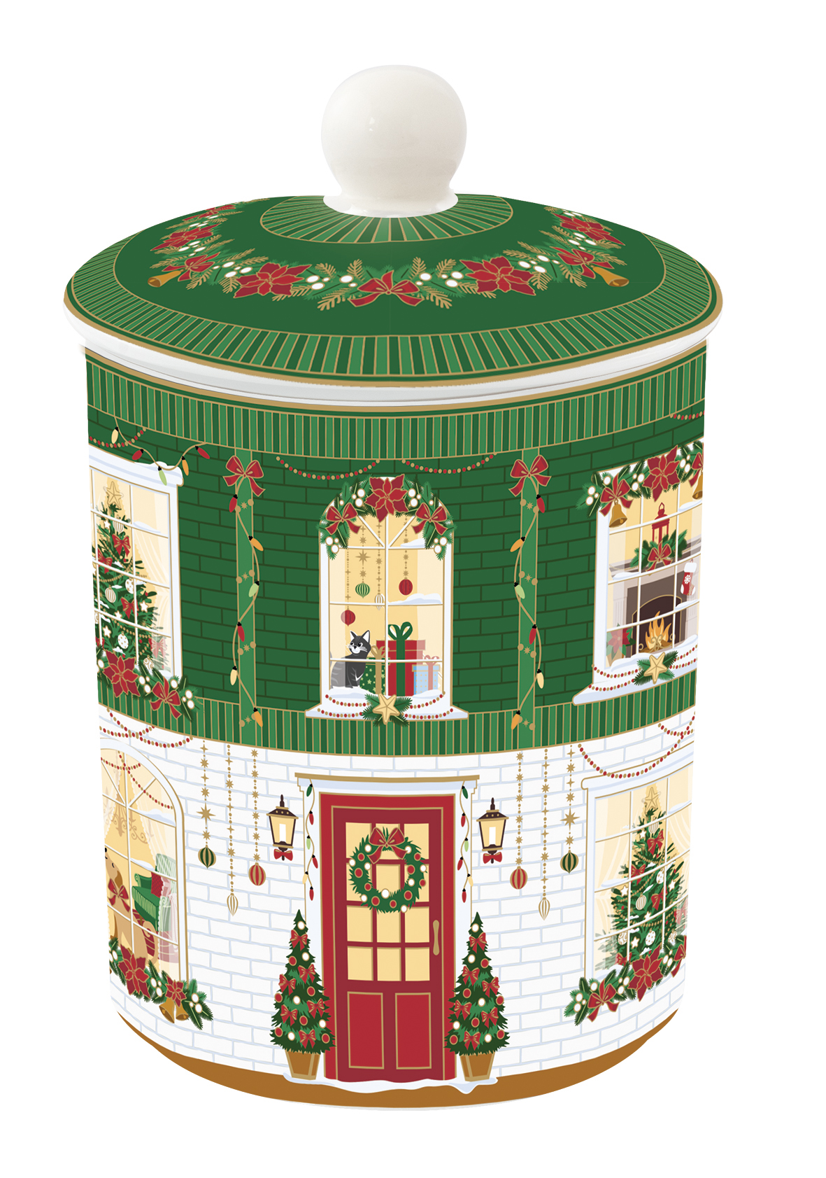 Porcelán keksztároló, 11,5x18cm, dobozban, Festive Avenue, Atmosphere