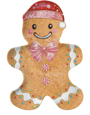 Porcelántálca 17x25cm, mézeskalács figura forma, dobozban, Sweet Christmas