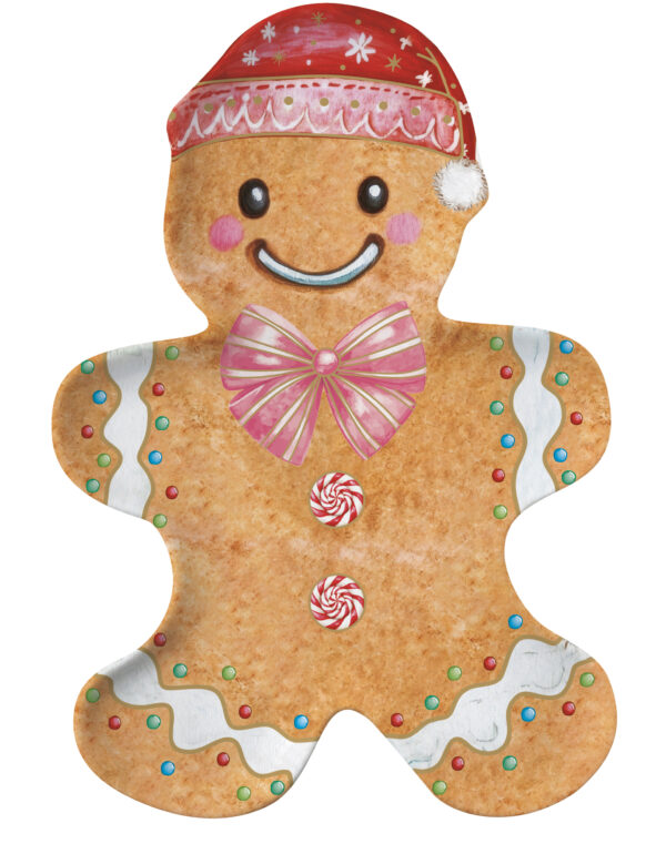 Porcelántálca 17x25cm, mézeskalács figura forma, dobozban, Sweet Christmas