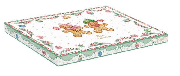 Porcelántálca 17x25cm, mézeskalács figura forma, dobozban, Sweet Christmas