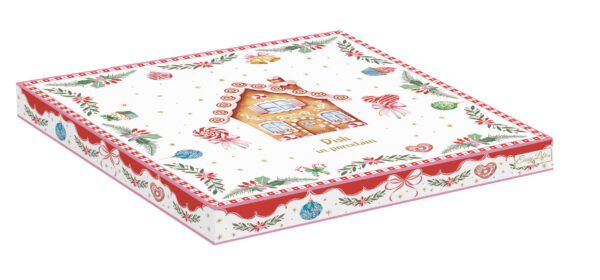 Porcelántálca 20x19cm, mézeskalács szív forma, dobozban, Sweet Christmas