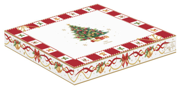 Porcelán fenyőtálca 20,5×25,5cm, dobozban, Christmas Tale