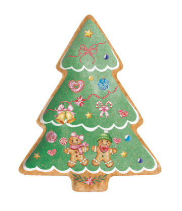 Porcelántálca 20,5x25,5cm, karácsonyfa forma, dobozban, Sweet Christmas