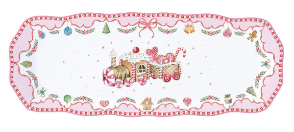 Porcelántálca 37x14cm, dobozban, Sweet Christmas
