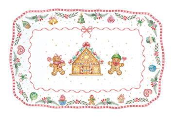 Porcelántálca 35x23cm, dobozban, Sweet Christmas