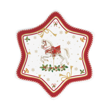 Porcelán csillagtálca 22,5cm, dobozban, Christmas Tale