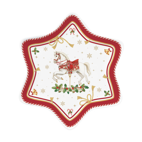 Porcelán csillagtálca 22,5cm, dobozban, Christmas Tale