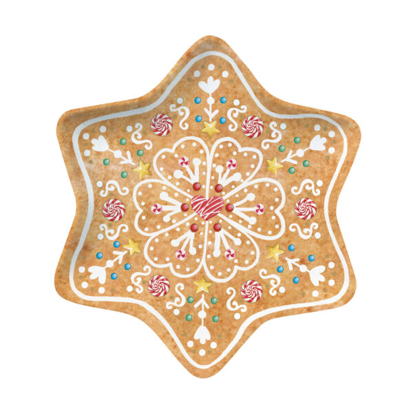 Porcelántálca 22,5cm, mézeskalács csillag forma, dobozban, Sweet Christmas
