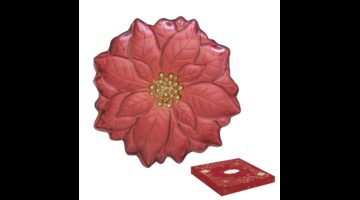 R2S.1529RED Mikulásvirág üvegtányér 31cm