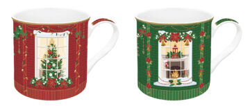 Porcelán bögreszett 2db-os, 300ml, dobozban, Atmosphere, Festive Avenue