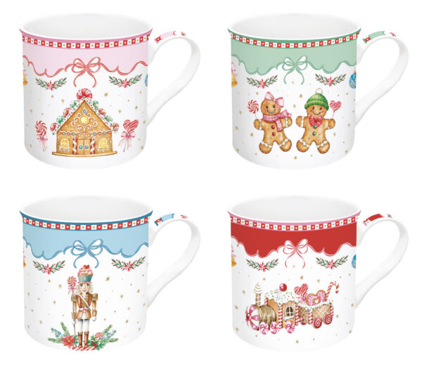 Porcelánbögre 4db-os 300ml, dobozban, Sweet Christmas