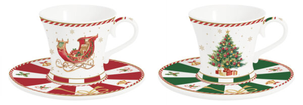 Porcelán eszpresszócsésze+alj 2 személyes, 80ml, dobozban, Christmas Tale