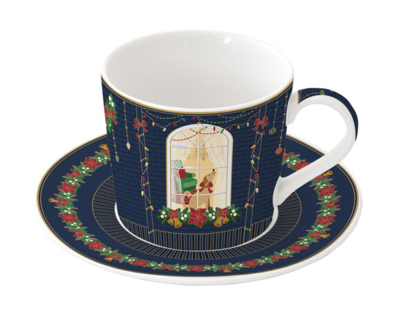 Porcelán reggelizőcsésze+alj 380ml, dobozban, Festive Avenue, Atmosphere