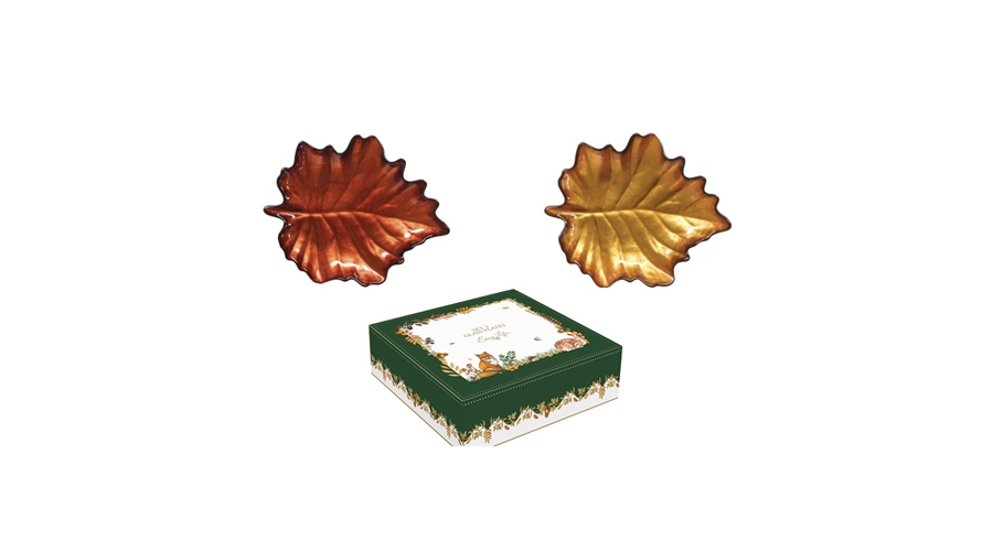 R2S.1530FODO Juharfalevél üvegtányér 2db-os szett