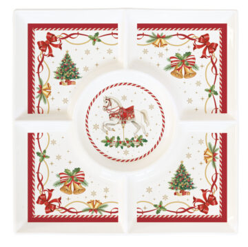 Porcelán kínálótálca 25x25cm, dobozban, Christmas Tale