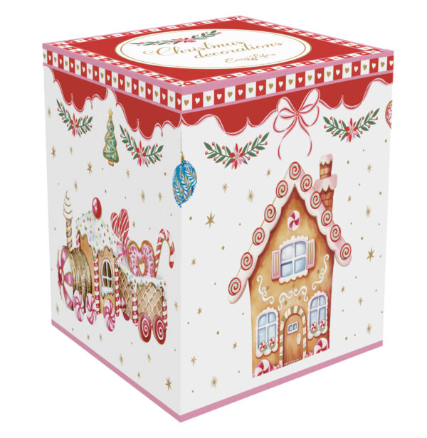 Kerámiagömb függődísz 7cm, dobozban, Sweet Christmas