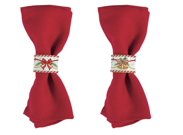 Porcelán szalvétagyűrű 4 db-os szett, 4,5cm, dobozban, Christmas Tale