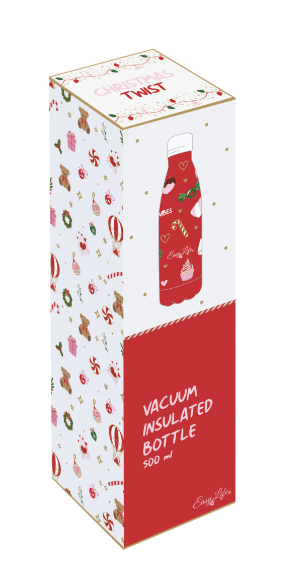 Duplafalú rozsdamentes acél hőtartó útipalack 500ml, Christmas Twist