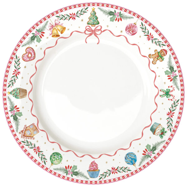 Porcelán lapostányér 27cm, Sweet Christmas