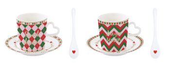 Porcelán eszpresszócsésze+alj 2 személyes, 100ml, dobozban, Christmas Twist