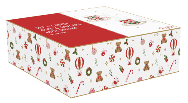 Porcelán eszpresszócsésze+alj 2 személyes, 100ml, dobozban, Christmas Twist