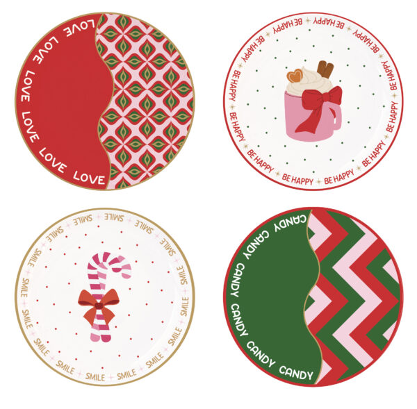 Porcelántálkák 4 db-os szett, 10cm, dobozban, Christmas Twist