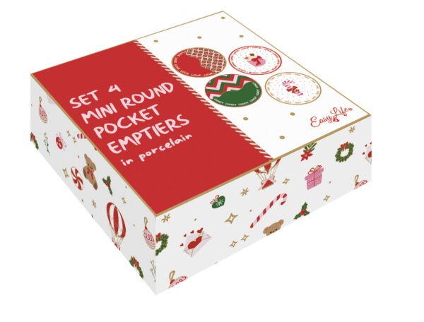 Porcelántálkák 4 db-os szett, 10cm, dobozban, Christmas Twist