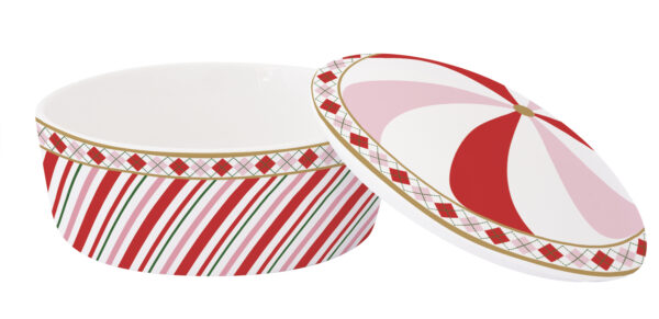 Porcelán ékszertartó tálka 10cm, dobozban, Christmas Twist