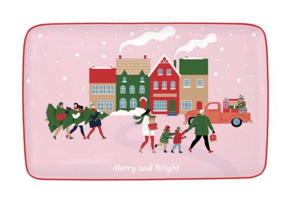 Porcelántálca 22x14cm, dobozban, Christmas Twist